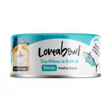 Loveabowl Grain-Free Tuna Ribbons in Broth With Quail Egg 70g  Carton (24 Cans)